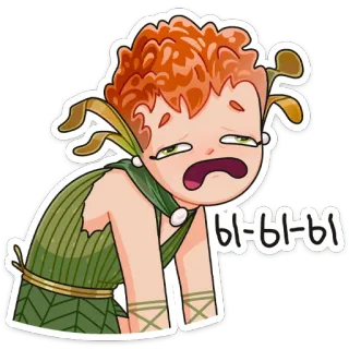 😫 Ы-Ы-Ы-Ы การ์ตูน, ตัวละคร, เศร้า, ร้องไห้, สัตว์ป่า, ป่า, เด็ก telegram sticker