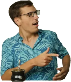 🍮 Homem, Óculos, Apontando, Casual, Expressão, Retrato, Amigo whatsapp sticker