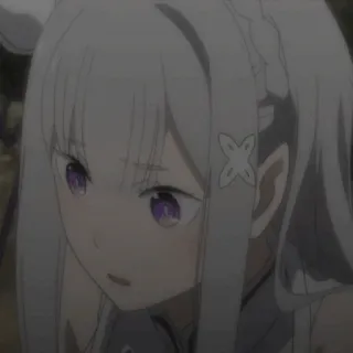 🤍 Emilia Re:Zero Anime, Personaggio, Femmina, Capelli Argento, Fantasy telegram sticker