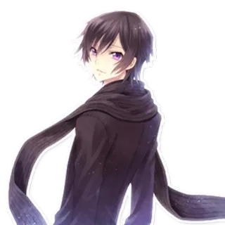 😊 anime boy, manga, scarf, anime character, purple eyes telegram sticker