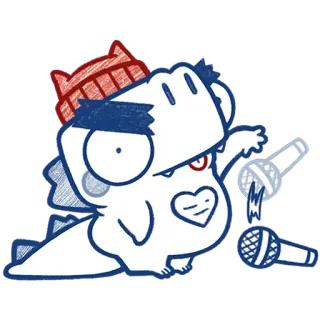 🎤 crocodile, microphone, cartoon, animal, character, sticker telegram sticker
