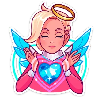 💙 Mercy Overwatch マーシー, オーバーウォッチ, ビデオゲーム, 天使, キャラクター, ヒーラー, サポート telegram sticker