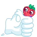 👍 Daumen hoch, Erdbeere, Positiv, Frucht, Süß, Aufkleber whatsapp sticker