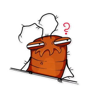 😒 desenho animado, criatura, inseto, ponto de interrogação telegram sticker