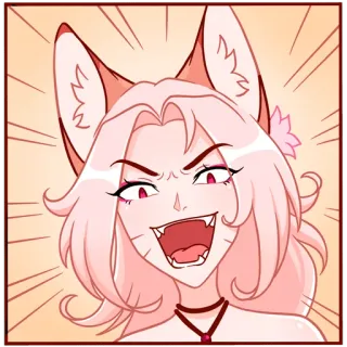 😲 Anime, Marah, Rubah, Furry, Gadis anime, Kucing, Merah muda telegram sticker