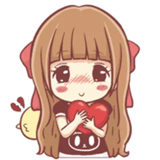 ❤ 만화, 소녀, 귀여운, 하트, 카와이, 애니메이션, 스티커 telegram sticker