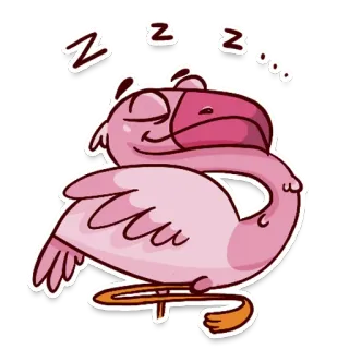 🦩 Zzzzz... flamingo, pássaro, sono, dormindo, desenho animado, animal, fofo telegram sticker