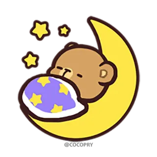 😴 sommeil, lune, ours, étoiles, nuit whatsapp sticker