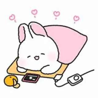 🐇 lapin, mignon, dessin animé, animal, lapin, dormir telegram sticker