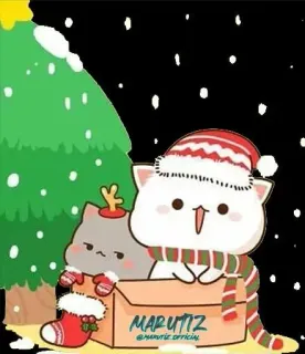 🎄 MARUTIZ natal, kucing, musim dingin, liburan, kartun, meriah, salju telegram sticker