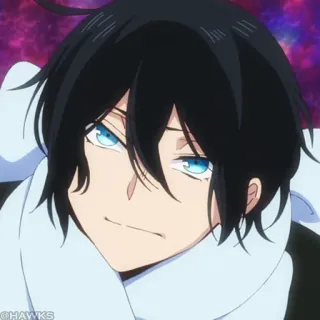💎 Anime, blaue Augen, schwarze Haare, Porträt telegram sticker