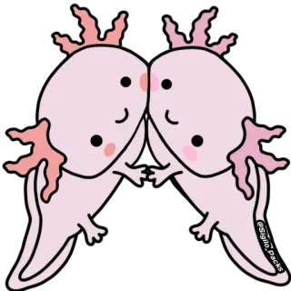 ❤️ ajolote, lindo, animal, rosa, kawaii whatsapp sticker