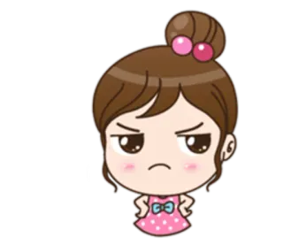 😤 Desenho animado, Brava, Menina, Expressão, Irritada telegram sticker