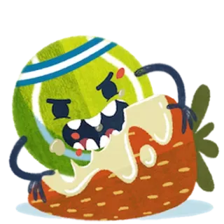 😋 stroberi, bola tenis, makanan, kartun, buah telegram sticker