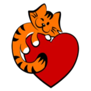 ❤️ gato, corazón, amor, naranja, pegatina, animal telegram sticker
