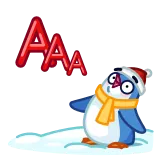 🤬 AAA penguin, kartun, topi santa, musim dingin, berteriak, salju telegram sticker