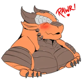 👋 RAWR! dragon, monstre, dessin animé, fantaisie telegram sticker