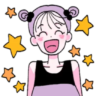 ✨ dessin animé, fille, kawaii, mignon, animé, manga, étoiles, joyeux telegram sticker