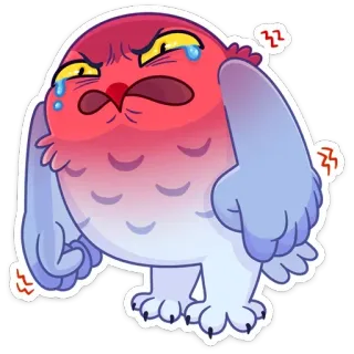 😡 gufo, arrabbiato, piangendo, rosso, stressato, sconvolto, cartone animato telegram sticker