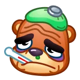 🤒 urso, doente, doente, termômetro, febre, resfriado, indisposto, desenho animado telegram sticker