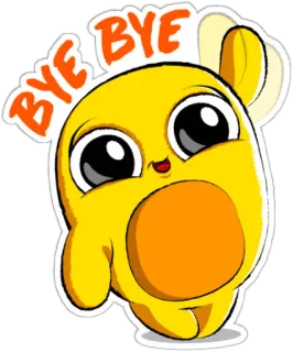 👋 BYE BYE 만화, 귀여운, 노란색, 바이바이, 안녕, 손 흔들기 telegram sticker