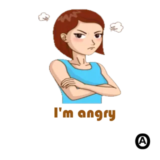 😡 I'm angry enojada, mujer, dibujos animados, emoción, molesta, frustrada telegram sticker