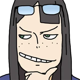 😏 wanita, kacamata, angkuh, kesal, potret, kartun telegram sticker