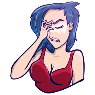 🤦‍♀ 女性, フェイスパーム, 疲れた, イライラ, 漫画, ステッカー telegram sticker