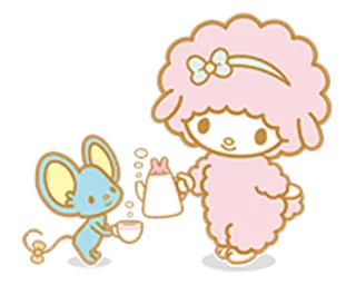☕ fofo, desenho animado, animal, rato, cordeiro, chá, bule telegram sticker