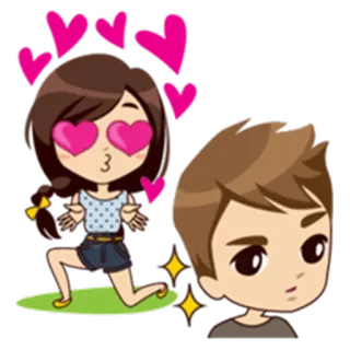 😍 Liebe, Herzen, Süß, Cartoon, Paar, Beziehung telegram sticker