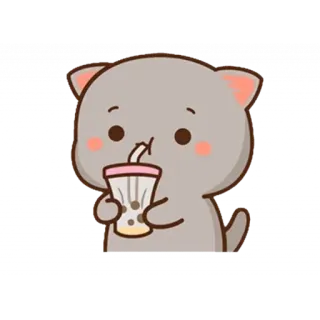🥤 Katze, Tier, Getränk, süß, Boba telegram sticker