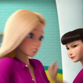 💗 Barbie dibujo animado, muñeca, rubia, animación, morena, cara telegram sticker
