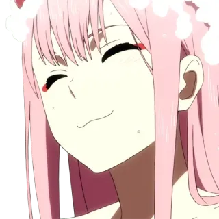 ☺️ Zero Two Darling in the Franxx Anime, Zero Two, Darling in the Franxx, süß, Mädchen, rosa Haare telegram sticker