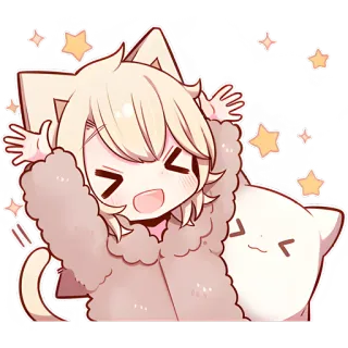 🥳 Anime, Gatto, Kawaii, Carino, Stelle, Chibi, Adesivo whatsapp sticker