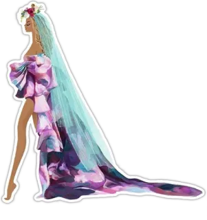 🚶 Mode, Frau, Kleid, Abendkleid, Illustration, Aquarell, Stil telegram sticker