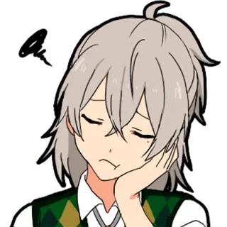 😔 anime, chico, dormilón, triste, dibujos animados, ilustración telegram sticker