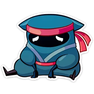 😭 sticker, cute, ninja, sad, cartoon, character whatsapp sticker