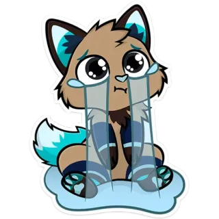 😭 vos, verdrietig, huilen, dier, cartoon telegram sticker