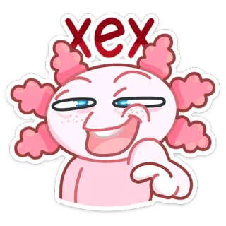😂 xex Axolotl, Dessin animé, Mignon, Rose, Drôle whatsapp sticker