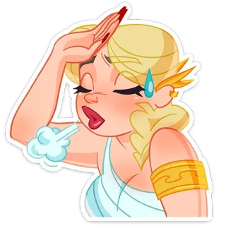 😔 cartoon, expression, tired, sweating, blonde, exhausted, woman telegram sticker