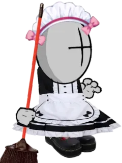 🧐 maid, character, cartoon, broom, uniform, cleaning telegram sticker