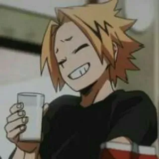 🥕 Denki Kaminari My Hero Academia Anime, Personnage, Denki Kaminari, My Hero Academia, Garçon, Boire telegram sticker