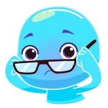 🙄 blauw, alien, bril, schattig, cartoon telegram sticker