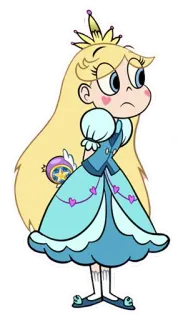 👸 Star Butterfly Star vs. the Forces of Evil Cartoon, Prinzessin, Magie, Zauberstab, blonde Haare, blaues Kleid telegram sticker