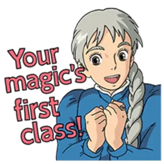 😄 Sophie Hatter Howl's Moving Castle Your magic's first class! Аниме, Магия, Студия Ghibli, Фильм, Фэнтези whatsapp sticker
