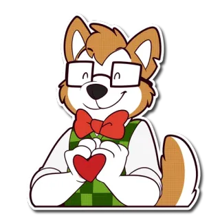 ❤ perro, corazón, amor, lindo, dibujo animado, gafas, pajarita telegram sticker