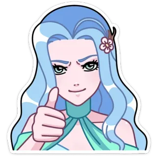 👍 adesivo, desenho animado, anime, garota, personagem, cabelo azul, joinha whatsapp sticker
