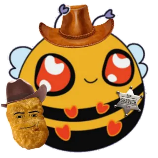 🤠 SERVICE abelha, nugget de frango, caubói, xerife, estrela, engraçado telegram sticker