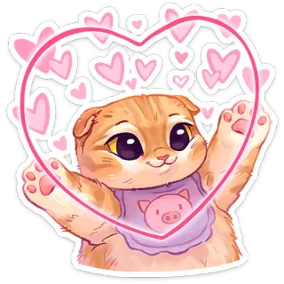 ❤️ 猫, 子猫, ハート, かわいい, 愛らしい, 動物 telegram sticker