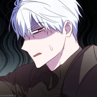 🤍 Anime, Manga, Cartoon, Personnage, Cheveux blancs, Yeux rouges telegram sticker